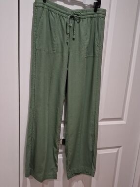 Linen Drawstring Wide-Leg  Pants